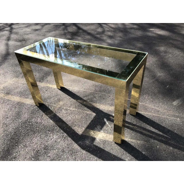Brass Mid-Century Modern Brass and Glass Console For Sale - Image 8 of 12
