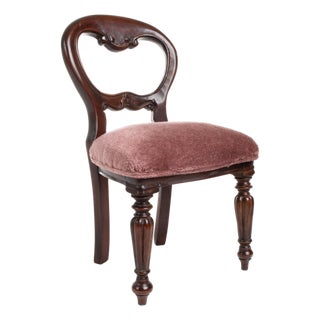 Antique Salesman Sample Victorian Upholstered Ballon-Back Side Chair For Sale
