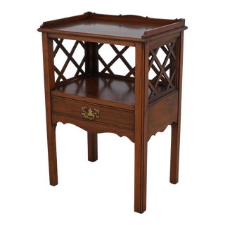 Henkel Harris Chippendale Style Walnut Nightstand For Sale
