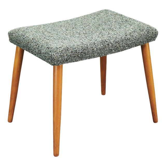 Mid-Century Modern Danish Upholstered Beech Stool, 1960s For Sale
