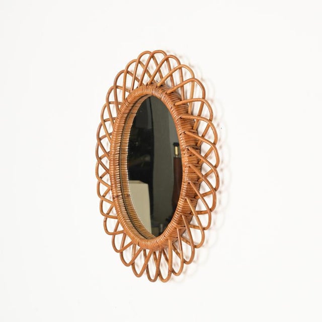 Franco Albini Oval Mirror in Bamboo, Rattan and Wicker attributed to Franco Albini, Italy, 1970s For Sale - Image 4 of 12