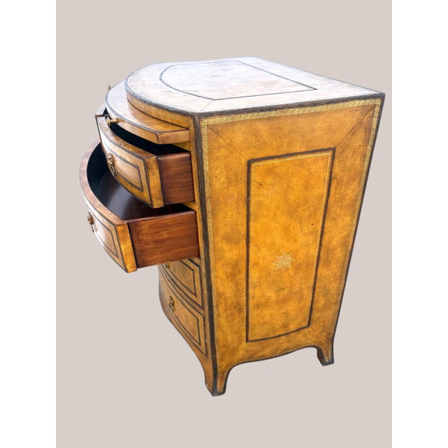 Leather Wrapped Bow Front Chest of Drawers For Sale - Image 4 of 7