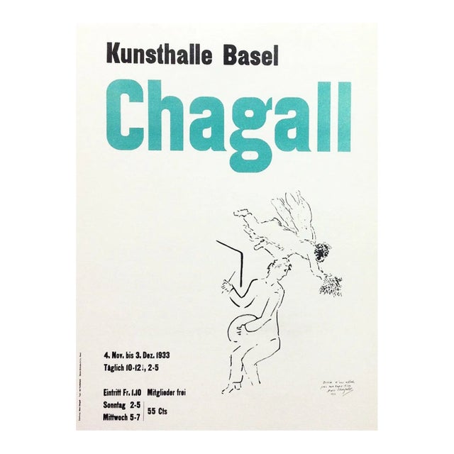 1950s Chagall Lithograph 13 Kunsthalle Basel Art in Poster For Sale