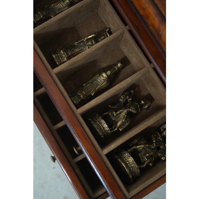 Brown 1980s Maitland-Smith Mahogany Storage Box With Asian Inspired Chess Pieces For Sale - Image 8 of 16
