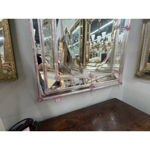 Etched and Beveled Venetian Mirror For Sale - Image 4 of 13