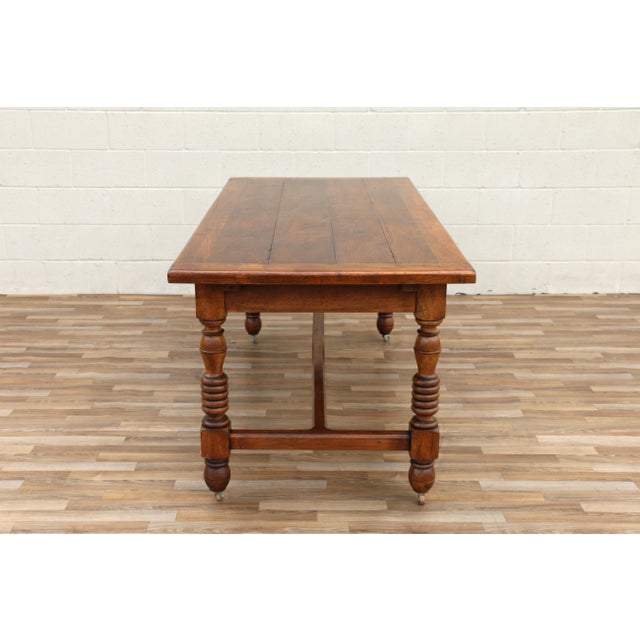 Brown Antique French Provincial Dining Table by Camard | Solid Walnut Farmhouse Table | Made in France, 1940s For Sale - Image 8 of 18
