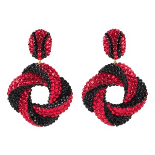 Richard Kerr Red and Black Jeweled Clip Earrings For Sale