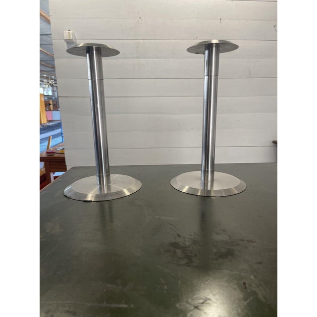 Vintage Candleholders in Stainless Steel, Set of 2 For Sale - Image 6 of 6