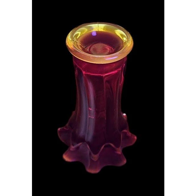 Vintage Viking Art Glass Vase Epic Amberina Flared Rim - 8 Inches - Glows For Sale - Image 9 of 11