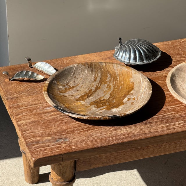 Wood Trinket Tray in Petrified Orange-Grey Wood, 1980s For Sale - Image 7 of 8