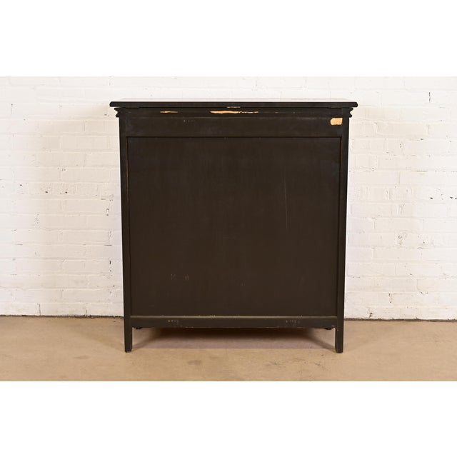Baker Furniture French Louis Philippe Carved Walnut Flip-Top Server or Bar Cabinet For Sale - Image 11 of 12