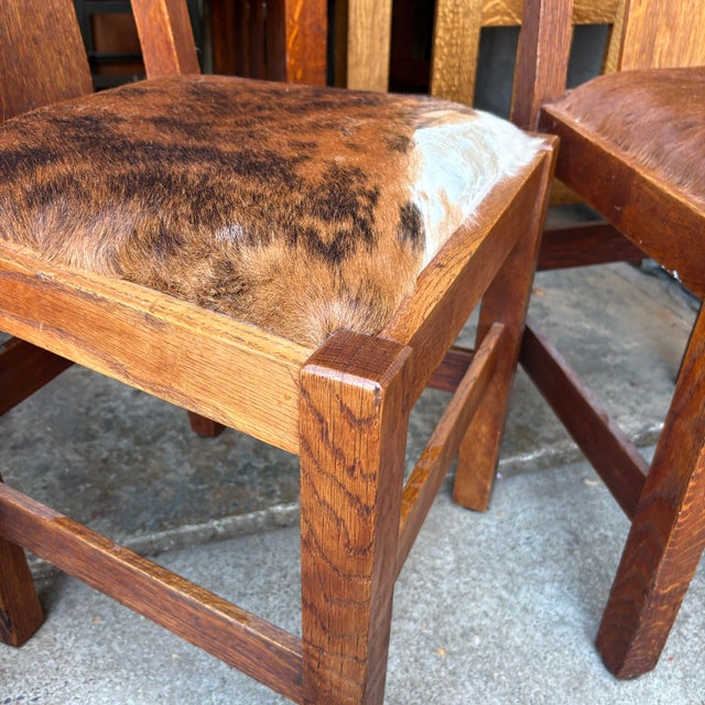 1920s 1920s Mission Oak Craftsman Set of 5 Dining Chairs For Sale - Image 5 of 10
