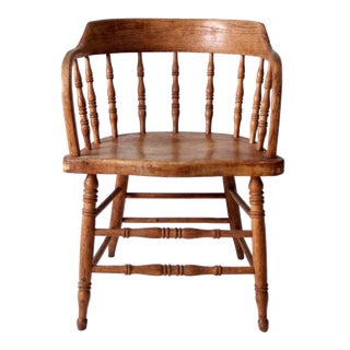 Antique Rustic Captain's Chair For Sale