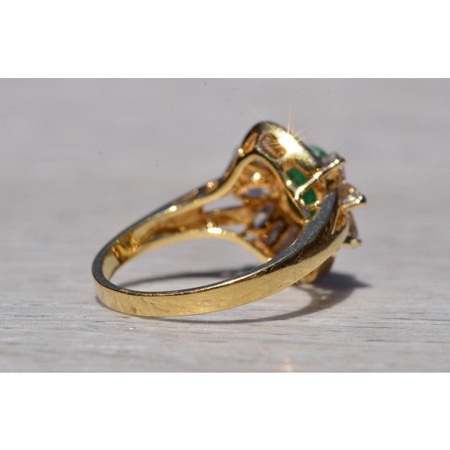 The Sunset Ridge: Natural Emerald and Diamond Cocktail Ring For Sale In Philadelphia - Image 6 of 10