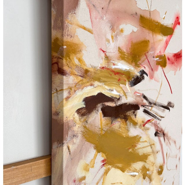 Title: Radiate 24"h x 20"w acrylic on raw (unprimed) stretched canvas Signed on the front and back by the artist Comes...