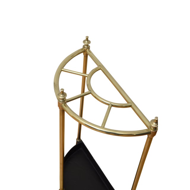 English Demi Lune Umbrella Stand in Brass, 1900 For Sale - Image 6 of 11