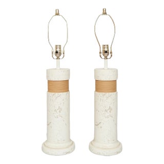 Faux Coral Stone Table Lamps - a Pair For Sale