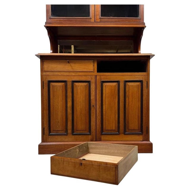 19th Century 20th Century Edwardian English Walnut Bookcase with Bevelled Mirror, 1890s For Sale - Image 5 of 13
