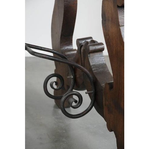 Large Antique Spanish Dining Table with Wrought Iron Base, 18th Century For Sale - Image 9 of 16