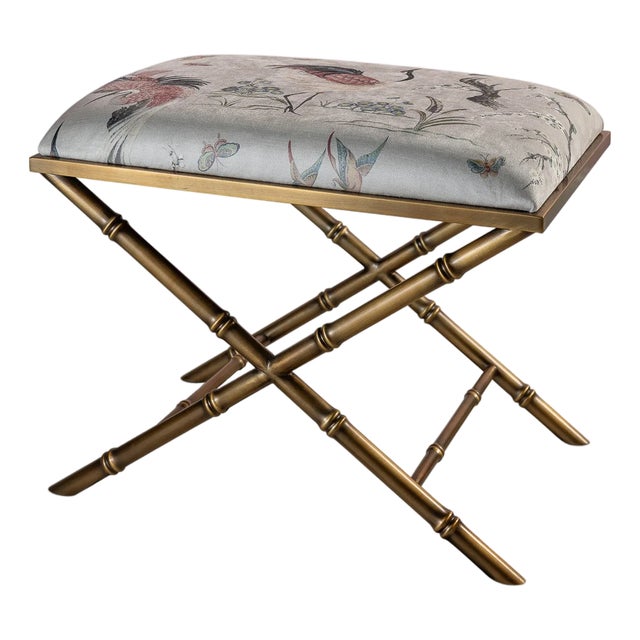 Lauderdale Brass Bamboo Leg Bench, Herons For Sale