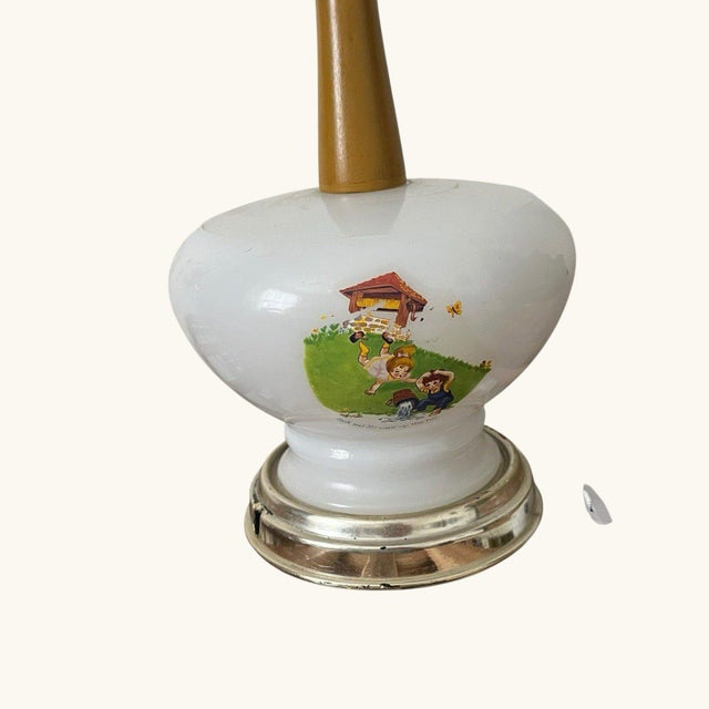 Vintage Jack Jill Milk Glass Nursery Rhyme Table Lamp Night Light For Sale - Image 15 of 18