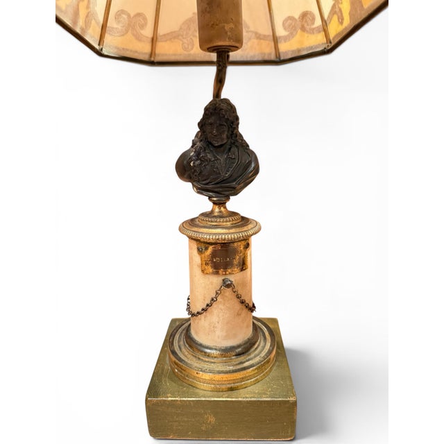French Pair of 18th Century French Bronze and Marble Statuette Miniature Lamps For Sale - Image 3 of 6
