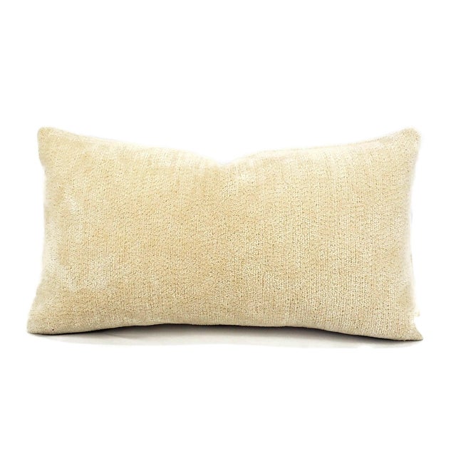 Chella Textiles Montecatini in Sand Dune Lumbar Cushion Cover - 11" X 20" - Light Tan - Cream - Heavy Textured Chenille Pillow Cover For Sale - Image 4 of 4