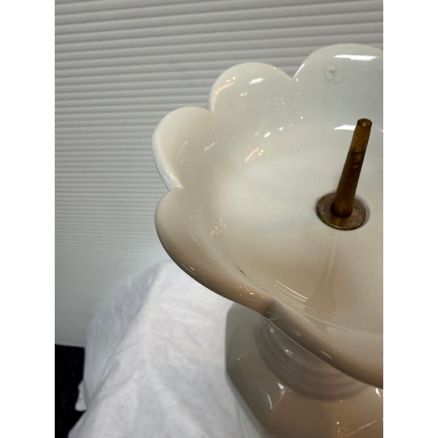 Ceramic Lotus Shaped Ceramic Candle Holders, Pair For Sale - Image 7 of 12
