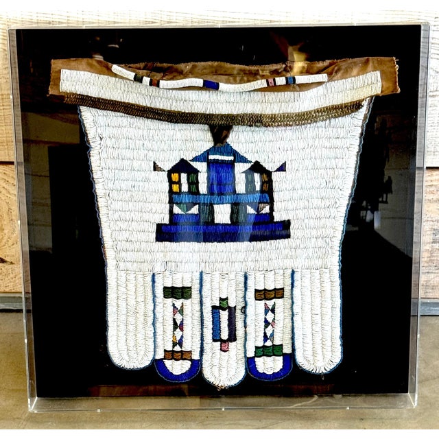 Framed Mid-20th C. Lakota (Sioux) Beaded Saddle Bag Panel, Museum Mounted, Attributed to the Lakota, Plains Region, circa...