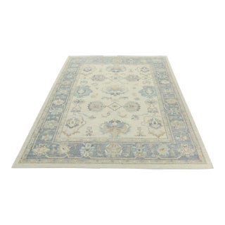 21st Century Handwoven Wool Turkish Oushak Pastel Grey Oriental Rug 9'x 11'6" For Sale