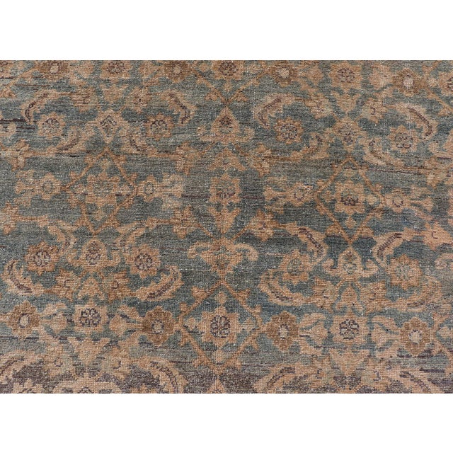 Early 20th Century Antique Persian Hamadan Gallery Rug With Soft Blue Field and Allover Design For Sale - Image 5 of 13