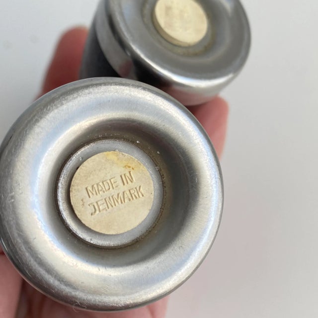 Wood Mid Century Danish Modern 1960s Rosewood & Stainless Steel Lundtofte Salt & Pepper Shakers For Sale - Image 7 of 8