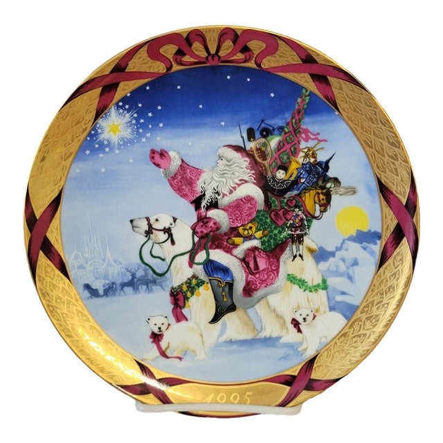 Christmas 1995 Bing & Grøndahl “Santa in Greenland” Plate — Hans Henrik Hansen For Sale