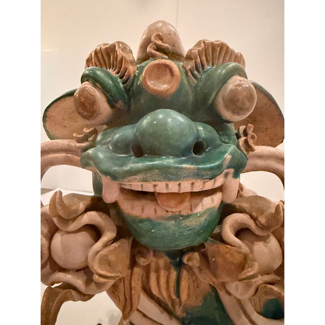 Asian Ceramic Asian Foo Dog Sculpture For Sale - Image 3 of 10