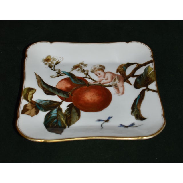 Antique Limoges France GDM Porcelain Square Dish Plate Putto Cherub Peach Fruit For Sale - Image 13 of 13