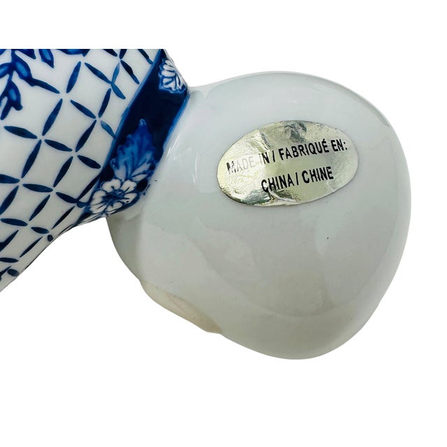 Pristine 1980s Chinoiserie Cobalt Blue & White Porcelain Shelf Sitters - A Pair For Sale - Image 15 of 16