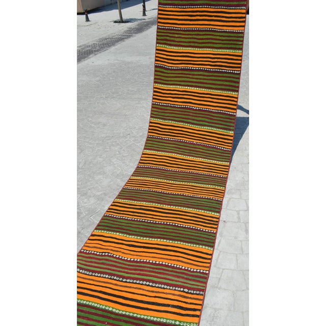Turkish Handmade Kilim Runner Rug Extra Long Hallway Rug Stair Tread