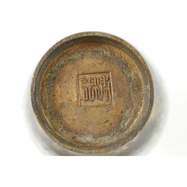 19th Century Antique Chinese Bronze Cloisonne Vase with Elephant Handles For Sale - Image 5 of 5