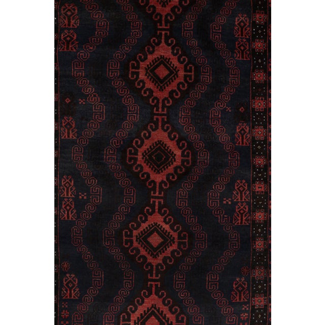 Rug & Kilim’s Baluch Rug in Dark Blue With Brick Red Geometric Patterns For Sale In New York - Image 6 of 7