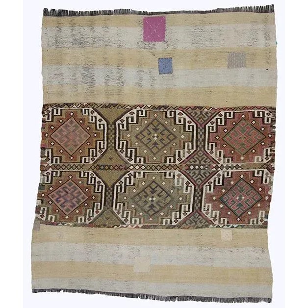 1960s Vintage Kilim Rug- 4′7″ × 5′4″ For Sale - Image 4 of 4