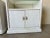 A Pair of Vintage Thomasville Whitewash Beside Tables With Glass Top For Sale - Image 11 of 13