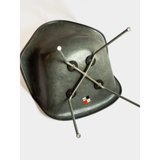1950s Eames Herman Miller Zenith Lax Rope Edge X-Base Elephant Hide Gray Chair 1950s For Sale - Image 5 of 8