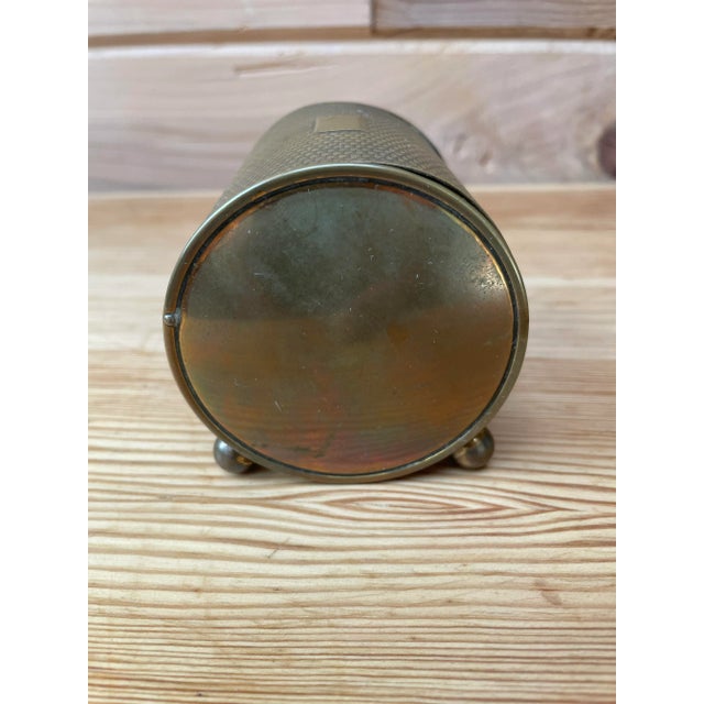 Antique Brass Cylinder Vanity Box With Ball Feet, c.1900 For Sale - Image 4 of 10