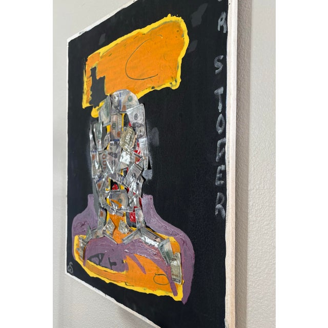 Wood Abstract Collage Painting by Artist Christopher Shoemaker, 30” X 24”, Signed For Sale - Image 7 of 10