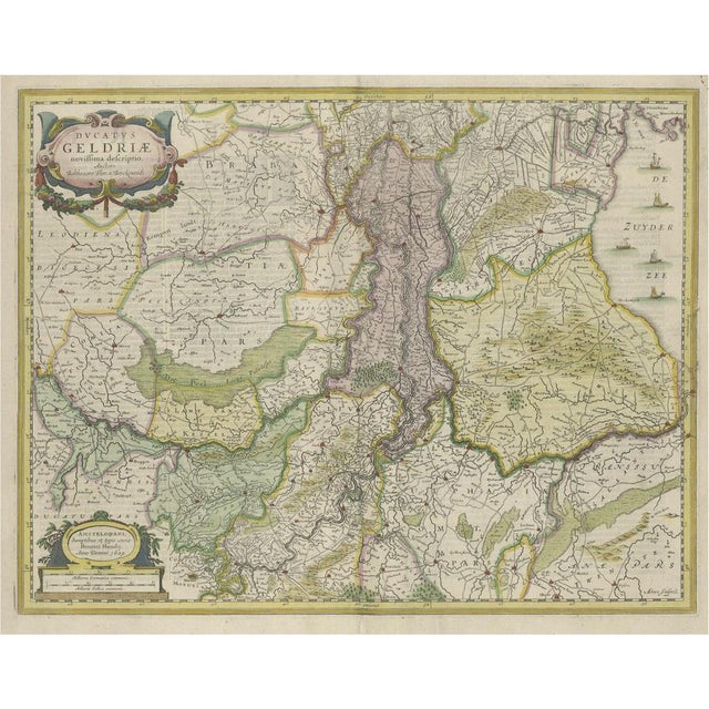 Paper Antique Map of Gelderland and Utrecht in the Netherlands, 1629 For Sale - Image 7 of 7