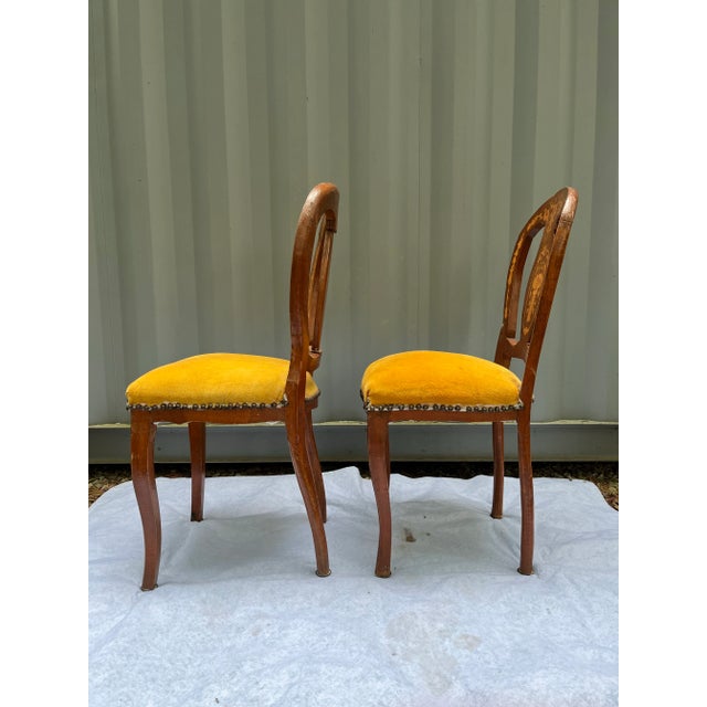 Antique Marquetry Side Chairs a Pair For Sale - Image 4 of 11