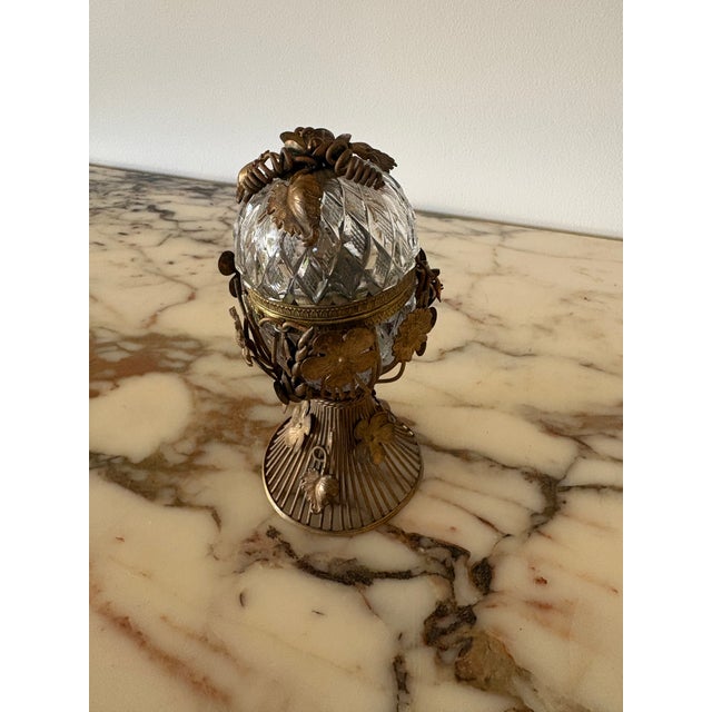 Vintage Crystal and Gilt Bronze Hollywood Regency Table Lighter For Sale - Image 4 of 12