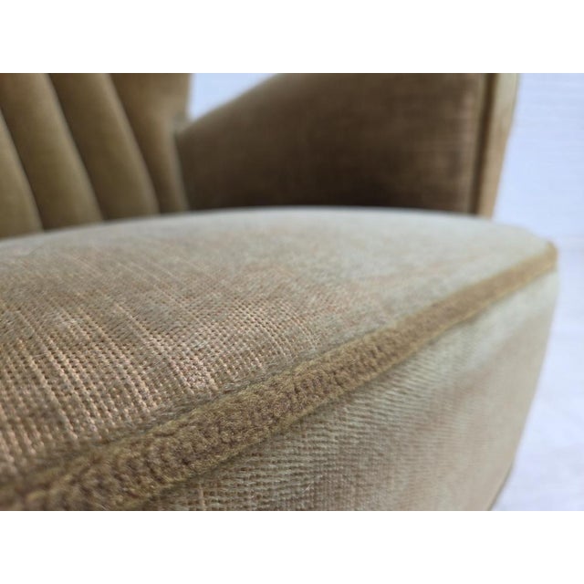Danish Highback Relax Armchair in Green Furniture Velour, 1960s For Sale - Image 4 of 18