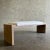 Elm Wood Bench With Linen Upholstery - Off Center For Sale - Image 9 of 9
