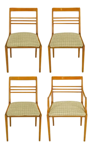 Renzo Rutili Walnut & Upholstered Dining Chairs - Set of 4
